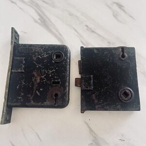 Vintage Yale Mortise Door Lock with Latch Dead Bolt & Brass Faceplate Lot of 2 A